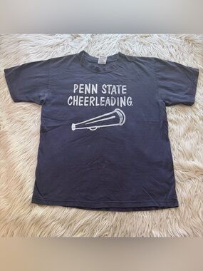 Vintage 90s Penn State Nittany Lions Cheerleading T Shirt Blue Graphic Size M